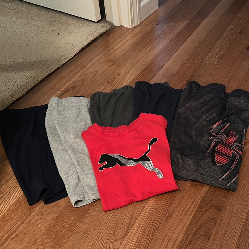 Puma Red Tee with Black and Gray Shorts Set